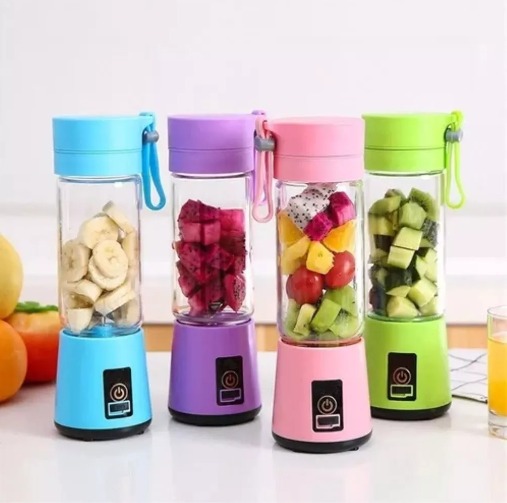 Licuadora Portátil Recargable USB Tipo Termo 380ml | Ideal para Jugos, Batidos y Smoothies | Colores Azul, Verde y Rosado